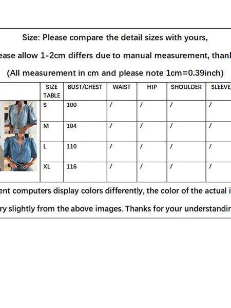 Hope & Sunshine - Wholesale Button Down Shirt - Women's - Lantern Sleeve Denim Shirt7