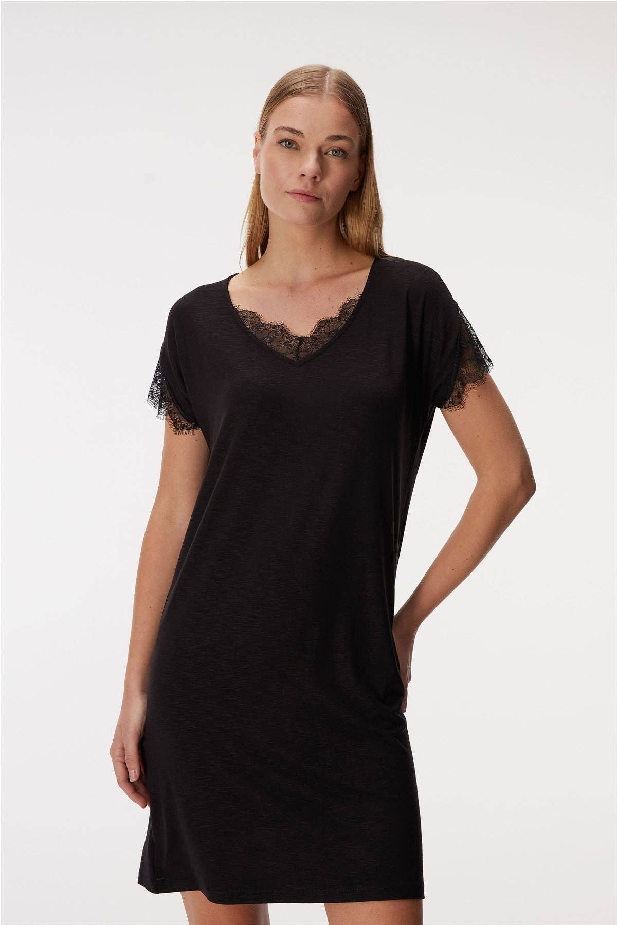 Zwart Viola 11427 nachtjurk voor dames voor groothandel op Faire3