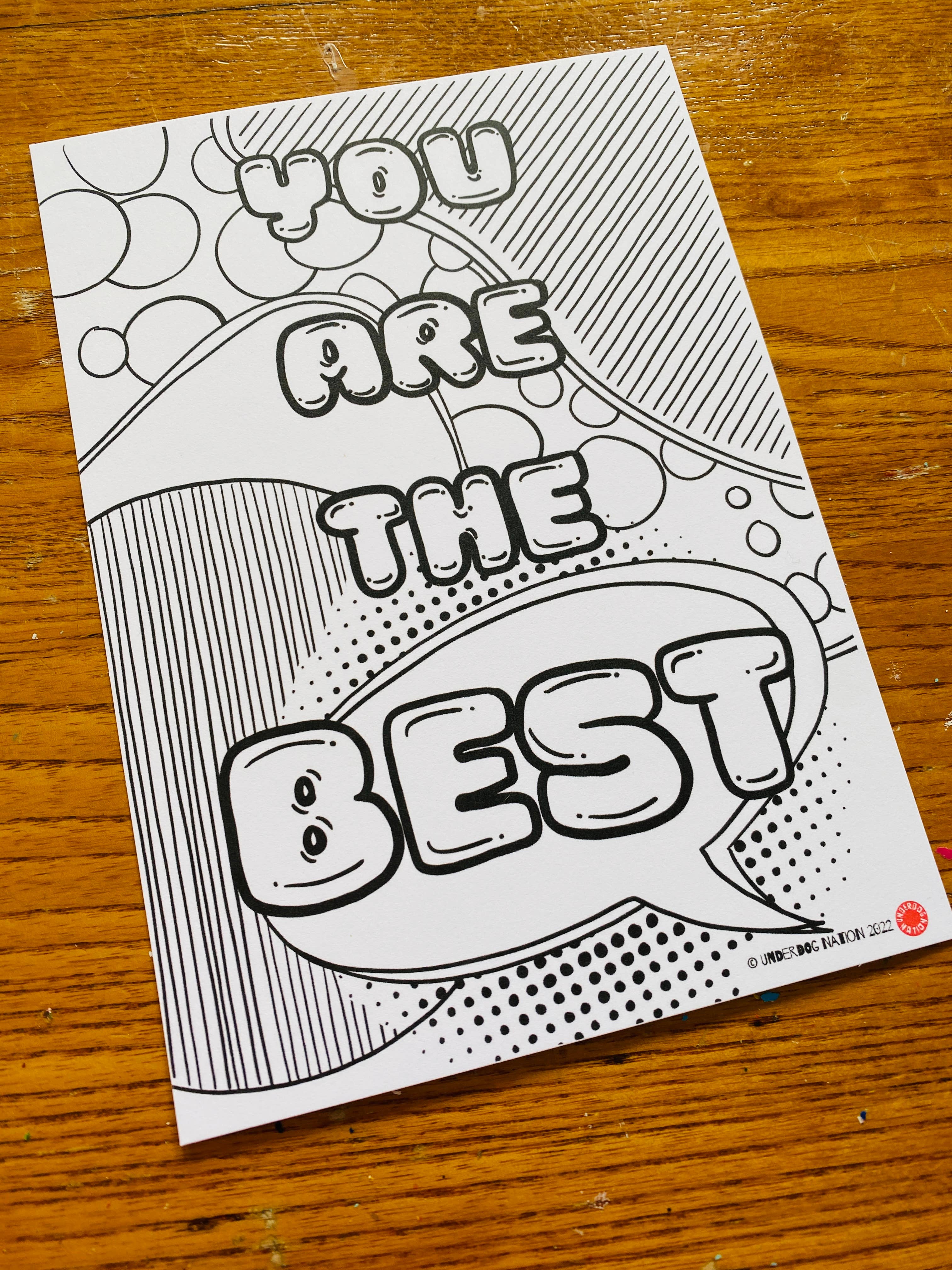 UNDERDOG NATION – Engroshandel Fødselsdagskort – Farve et kort - børns farve lykønskningskort6