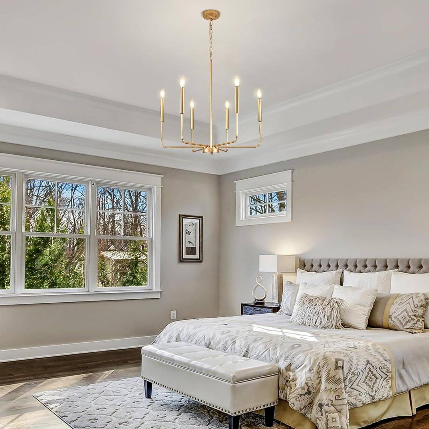 Gold 6 Light Candle Chandelier For Dining Room Modern for wholesale on Faire7