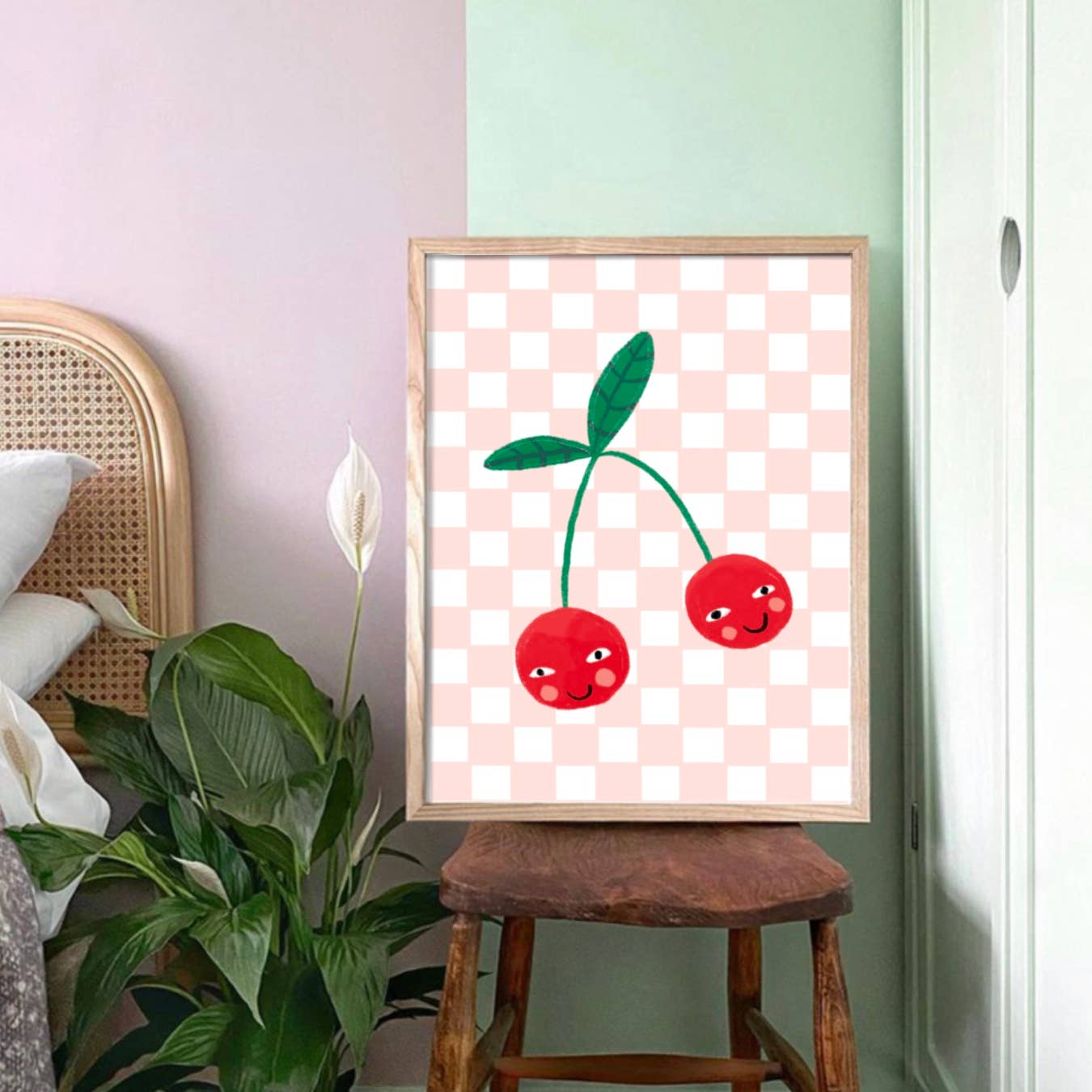 Kate Fox Design – Engroshandel Kunsttryk – Kirsebærsmil, Kunsttryk, Børneværelse, Lys, Farverigt3