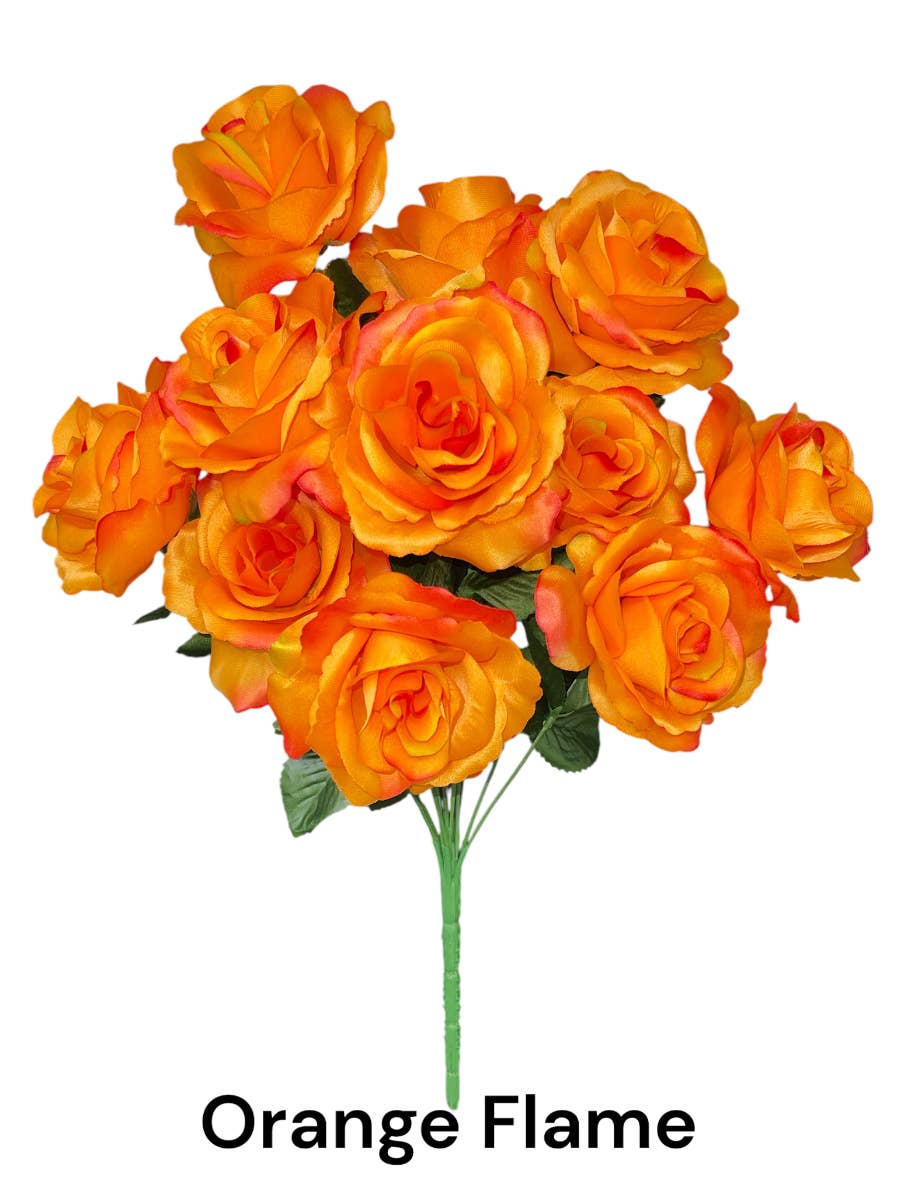 Thompson Wholesale - Wholesale Artificial Flowers - Color Fast Lillian Open Rose Bush (30 PK)24