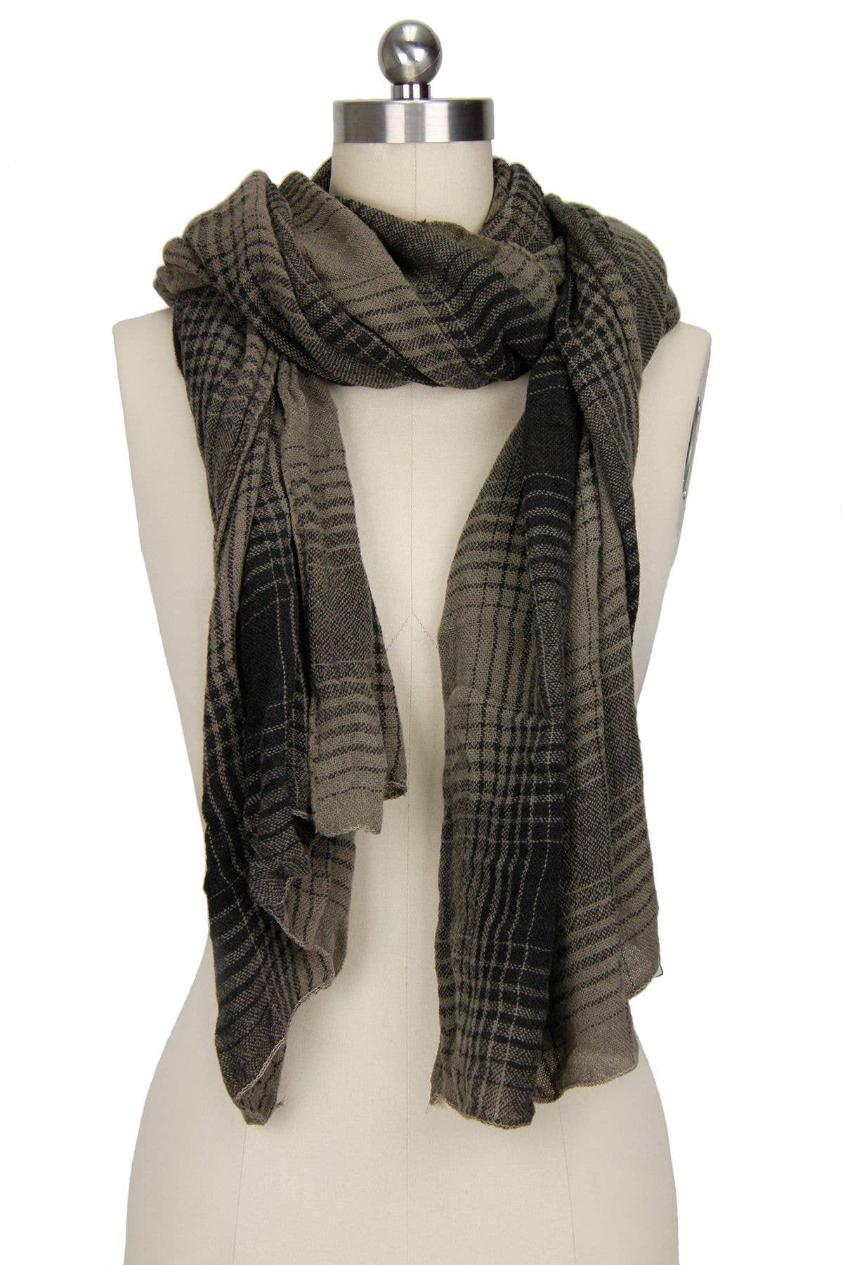 Veroma Gifts - Wholesale Scarf - Women's - Two Toned Faded Plaid Scarf5