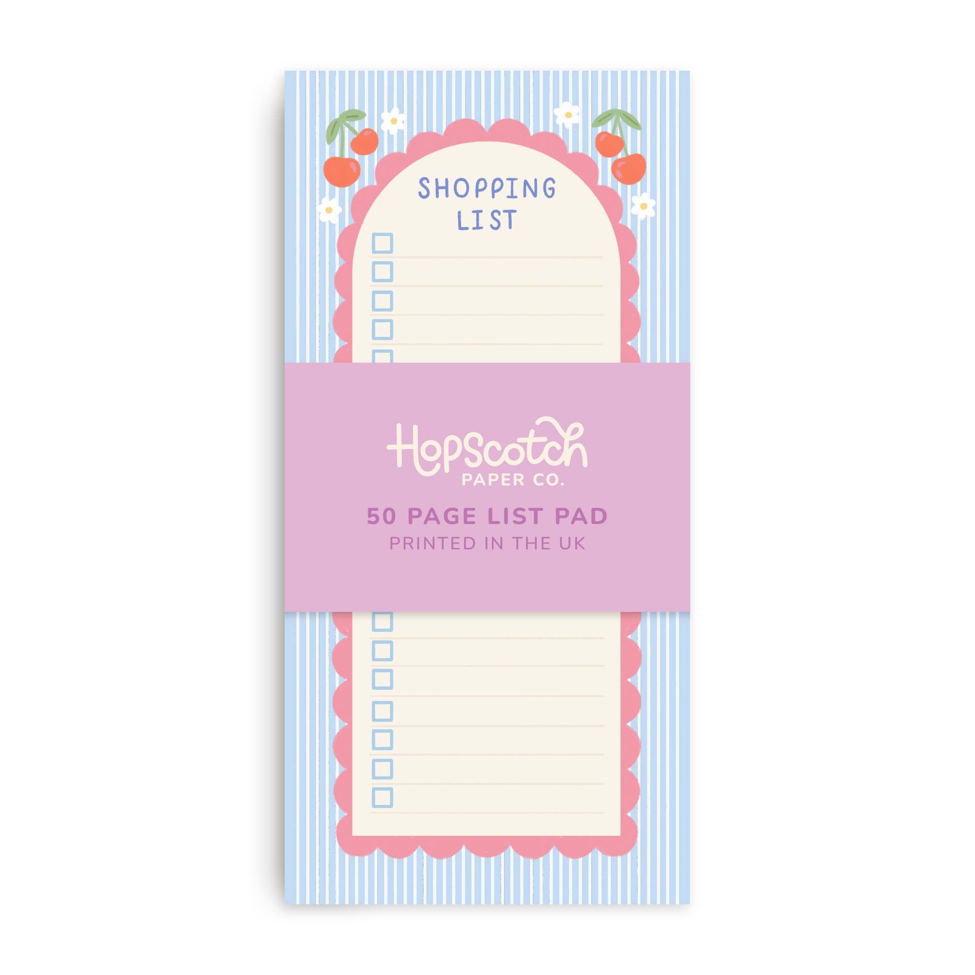 Hopscotch Paper Co. - Wholesale Notepad - Cute Cherry Shopping List Pad – 50 Pages for Easy Grocery & Task Lists1
