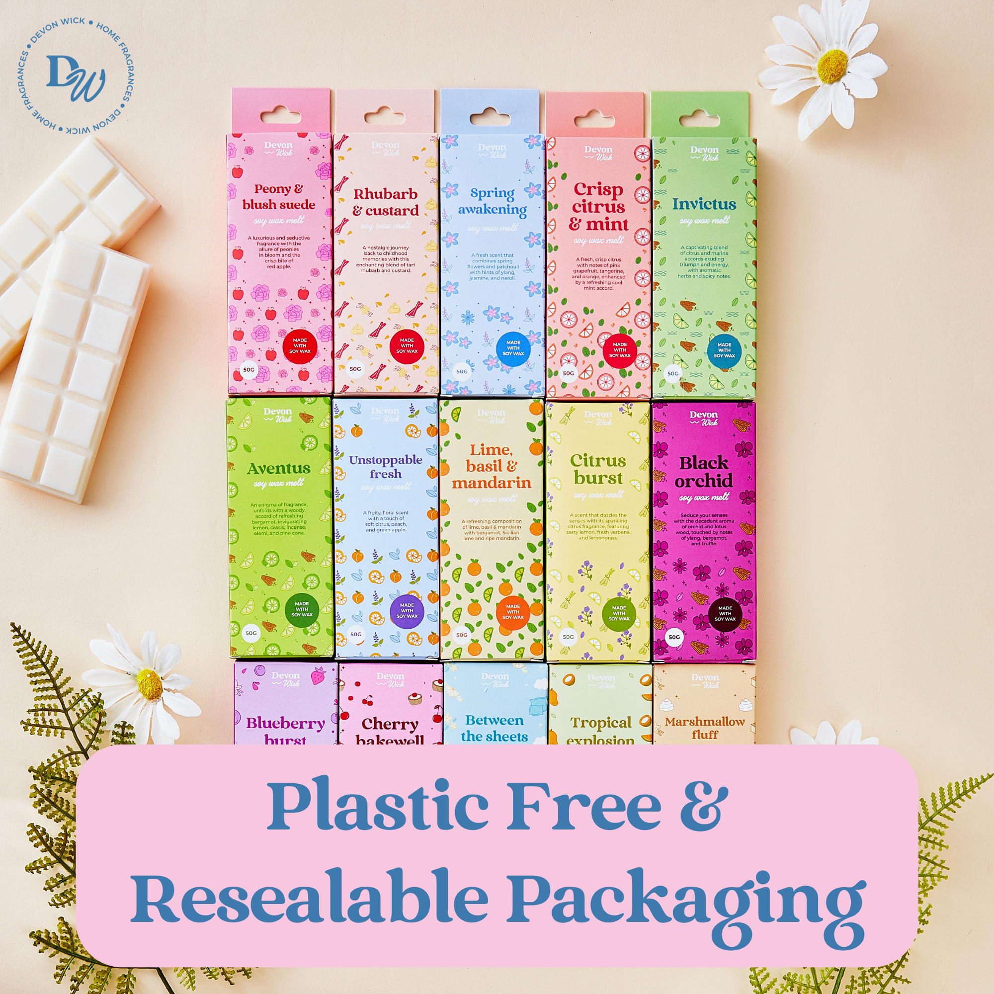 Devon Wick – wholesale Wax melt – Peaches & Cream Snap Bar Wax Melts6