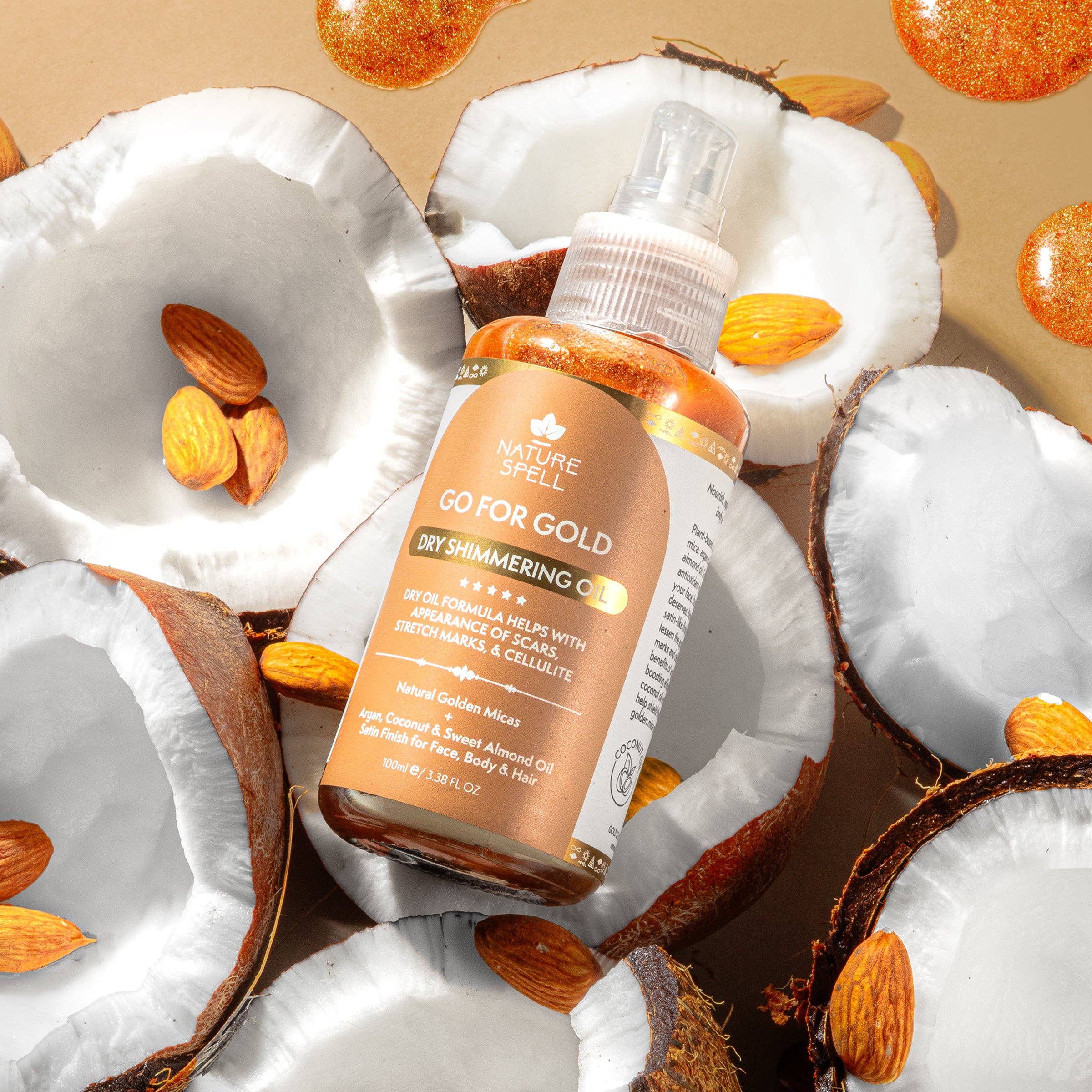 Nature Spell - Vendita all'ingrosso Olio bagno/corpo - Nature Spell Go for Gold Olio Secco Effetto Scintillante Dorato3