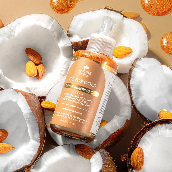 Nature Spell - Vendita all'ingrosso Olio bagno/corpo - Nature Spell Go for Gold Olio Secco Effetto Scintillante Dorato3