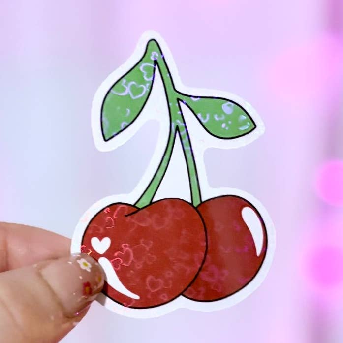 Adesivo a forma di cuore con ciliegie per la vendita all'ingrosso da parte di Awfullynerdy.co