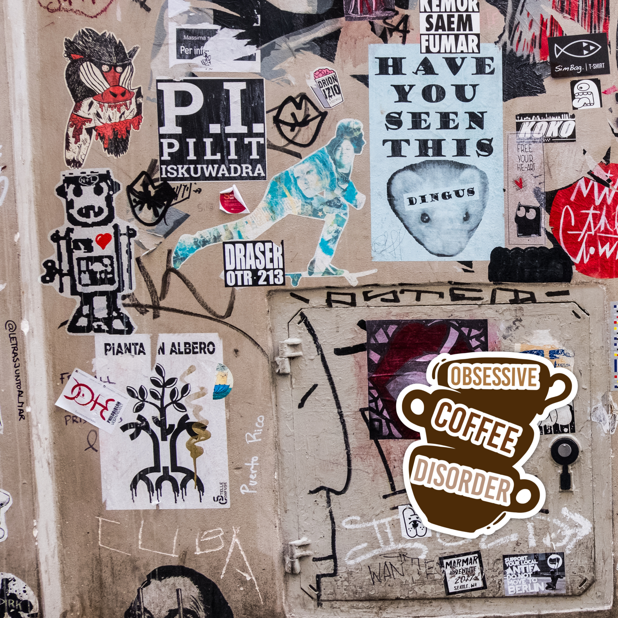 Coyote Color - Wholesale Sticker - OCD Obsessive Coffee Disorder Vinyl Sticker Decal 3