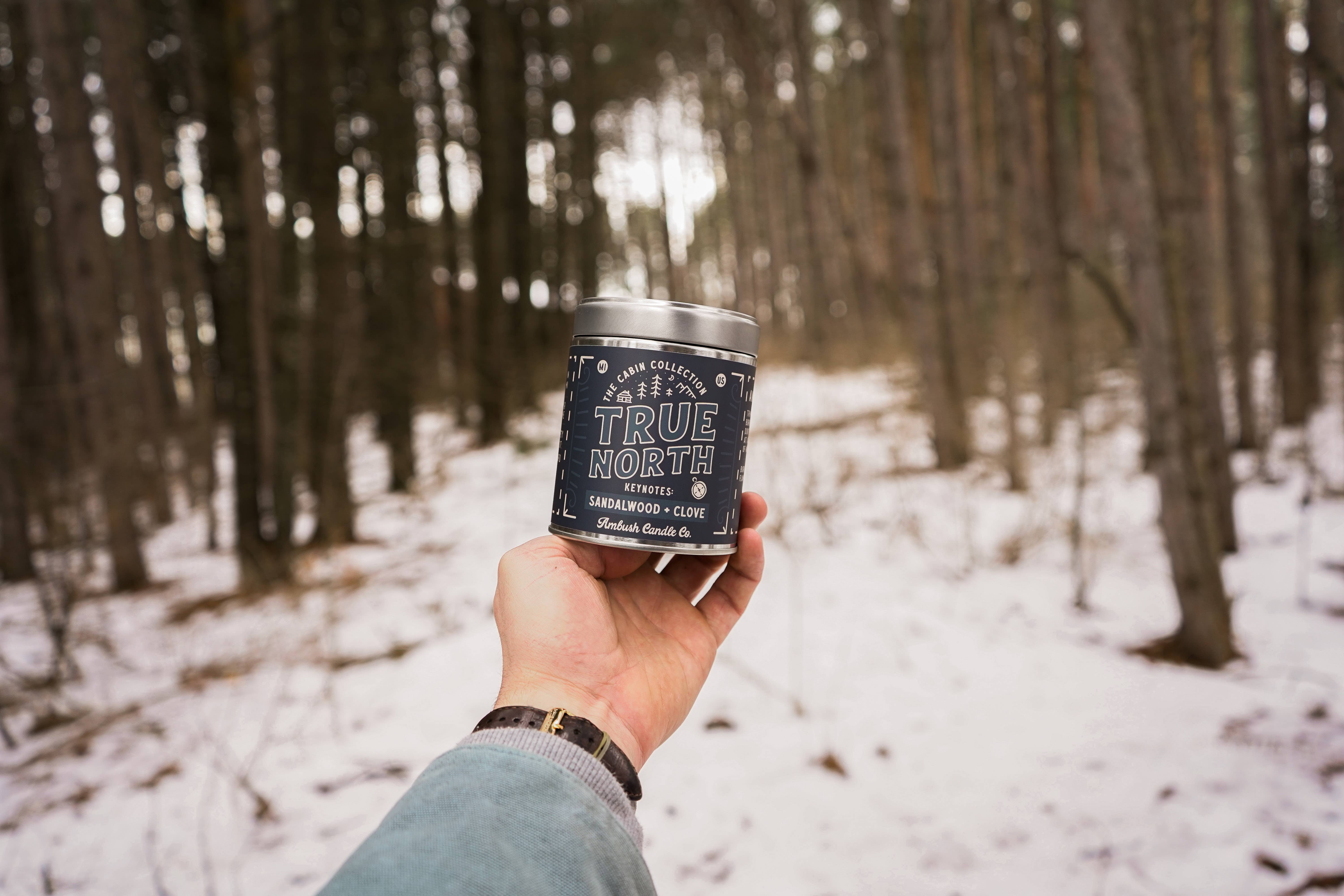 Ambush Candle Co. - Wholesale Travel Candles - True North | Sandalwood + Clove 14oz Soy Candle2