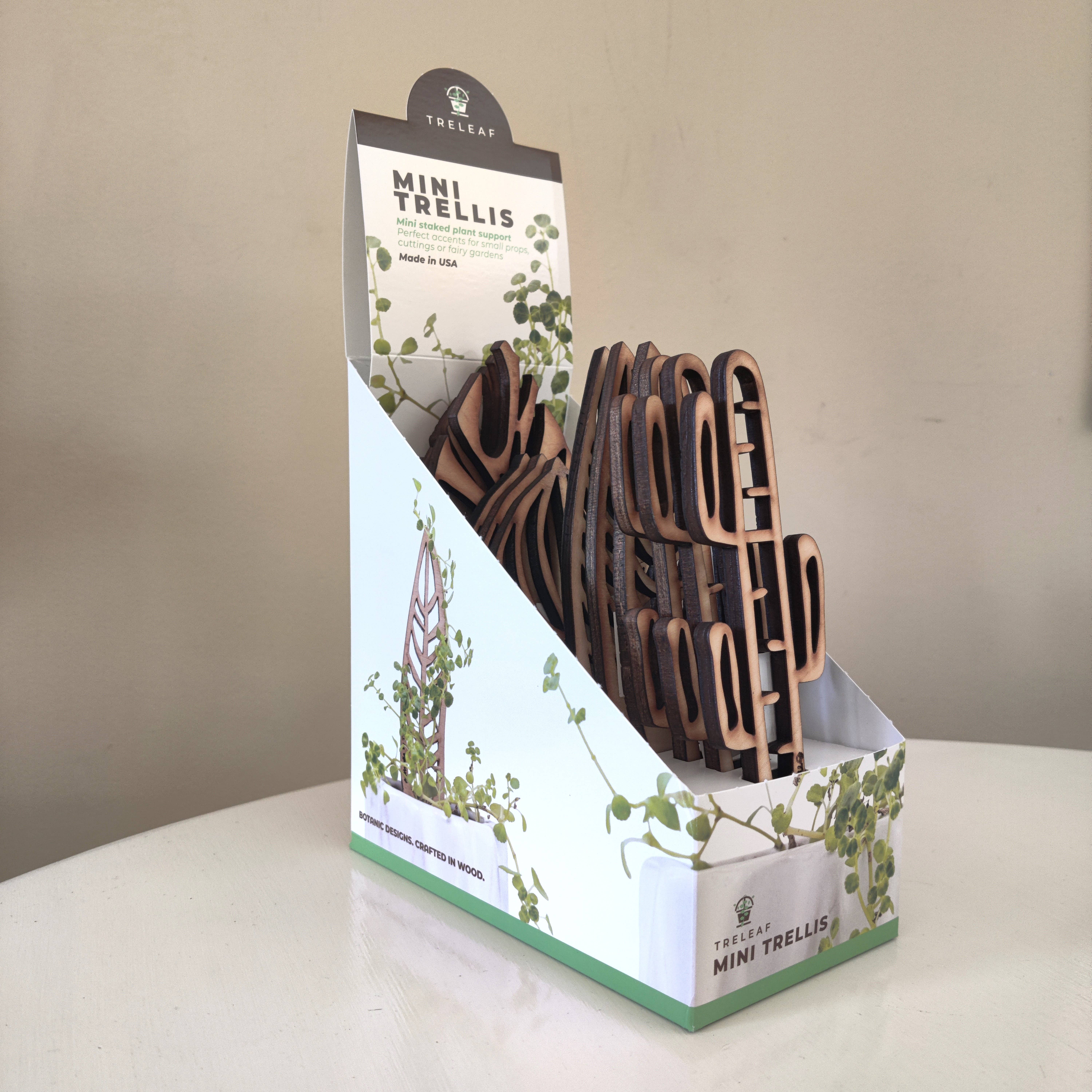 Treleaf – wholesale Garden/lawn stake – BARE Mini Trellises - Decorative wooden plant stakes10