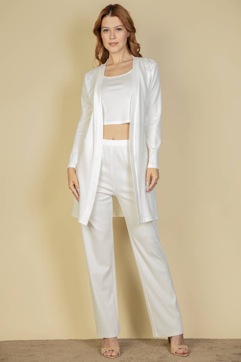 CAPELLA APPAREL - Wholesale Lounge Set - Women's - 3 Pieces Cami Top with Pants and Long Cardigan Set15