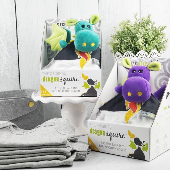 Ever After Baby - Vendita all'ingrosso Peluche - Bambini e neonati - Peluche Dragon+Panno Allattamento Mussola Burp Teal5
