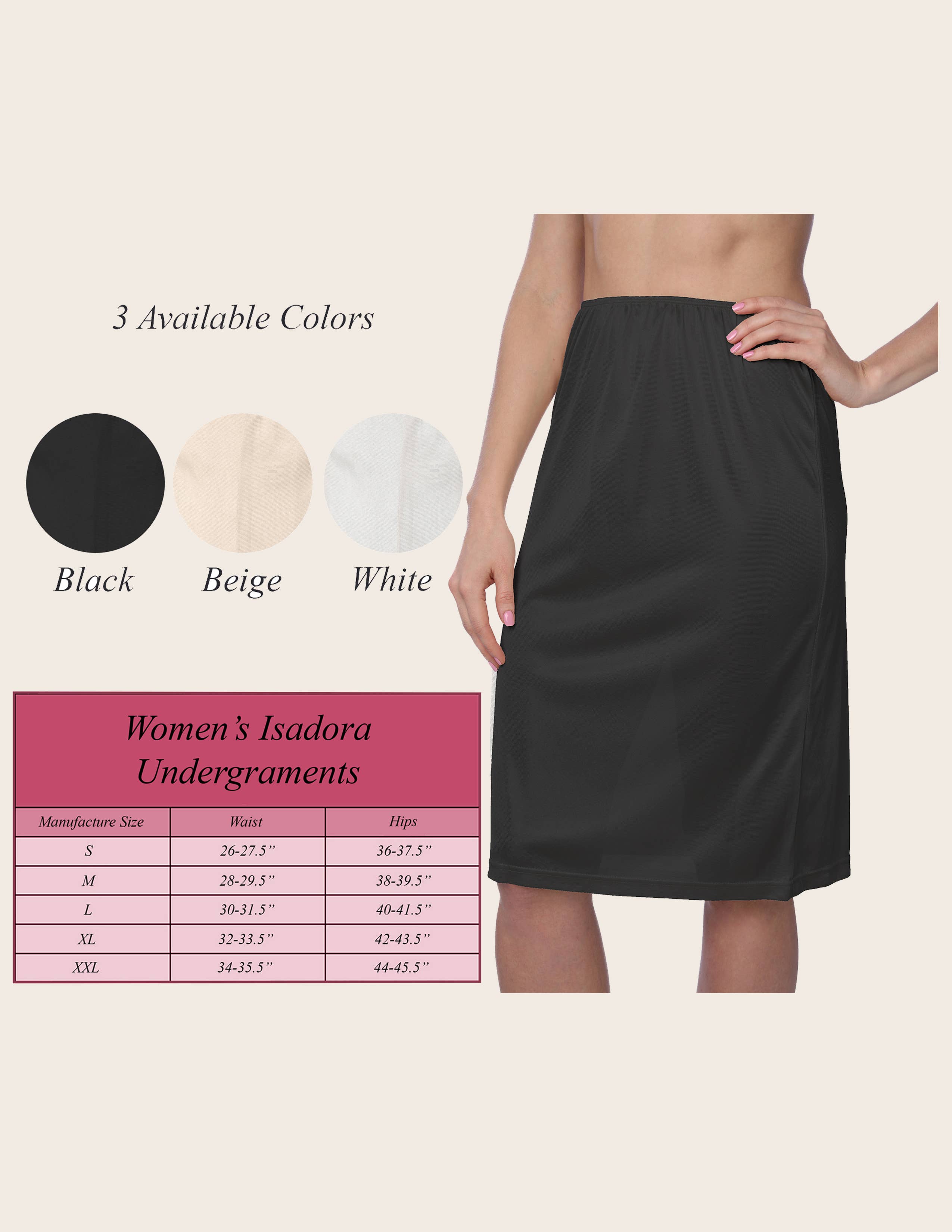 Isadora, Tipi toe, & James Fiallo - Wholesale Slip - Women's - Isadora Women Satin Half Slip Culotte Trimmed Underskirt9