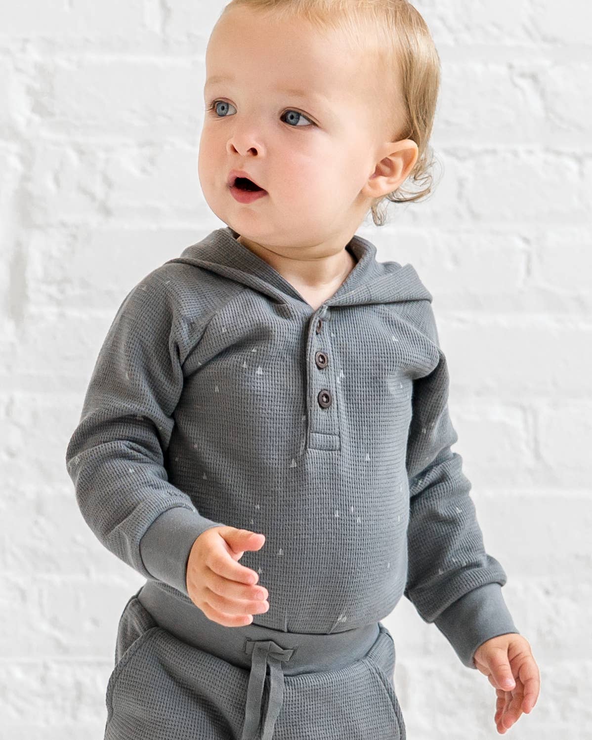 Colored Organics - Wholesale Bodysuit (Non-Footed) - Baby - Cole Waffle Knit Hoodie Bodysuit1