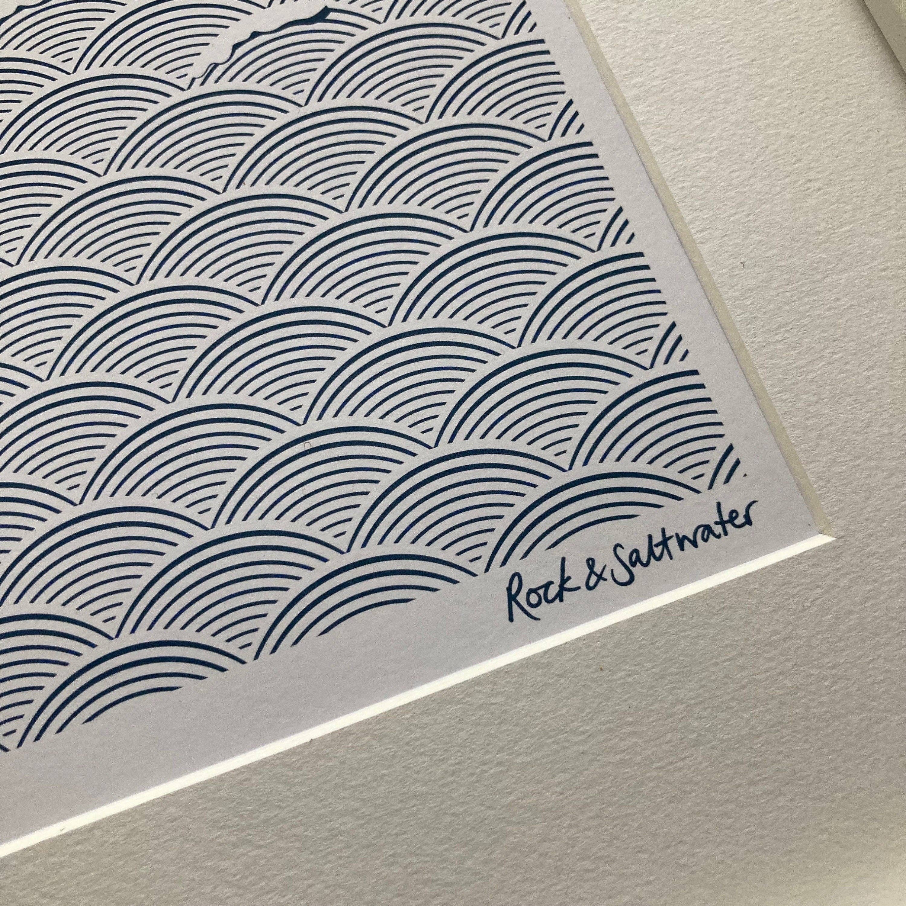 Rock & Saltwater – wholesale Art print – Winter swims art print, unframed | A5 and A4 sizes available1