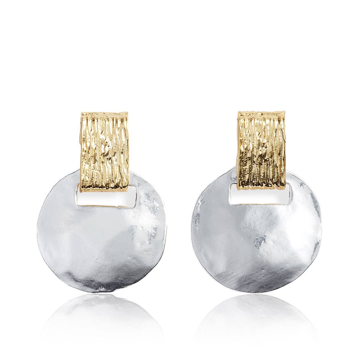 Mélange d'or argenté Boucles d'oreilles courtes en métal mixte en vente sur Faire2