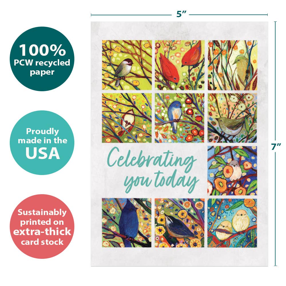 Tree-Free Greetings - Wholesale Birthday Card - Bird Celebration Birthday 6 Pack 211803