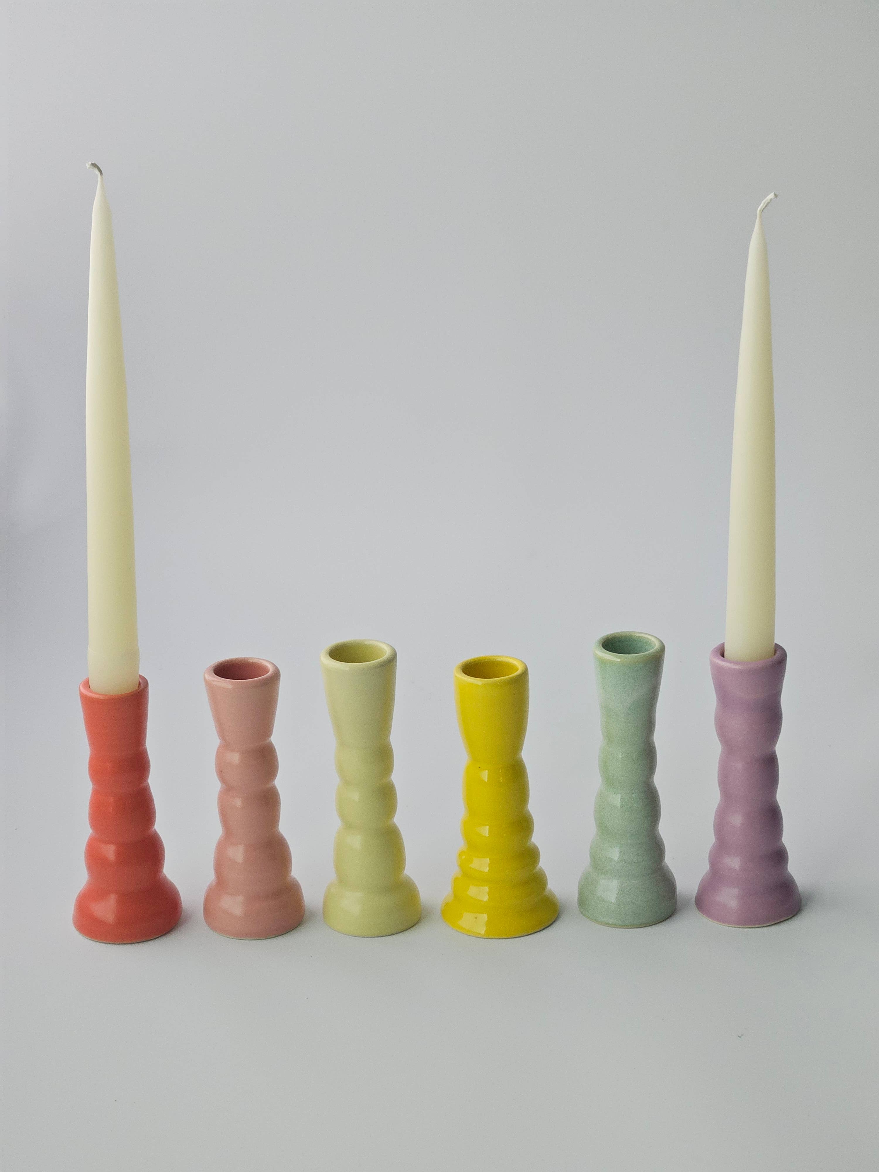 Bad Dogs Studio - Wholesale Candle Holder - Wiggly Candlestick • Colorful Ceramic Taper Candle Holder
