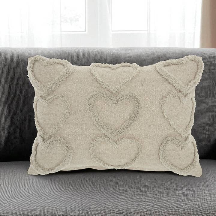 HomeRoots - Vendita all'ingrosso Cuscini decorativi - Cuscino decorativo in cotone grigio a forma di cuore 14" x 20"0