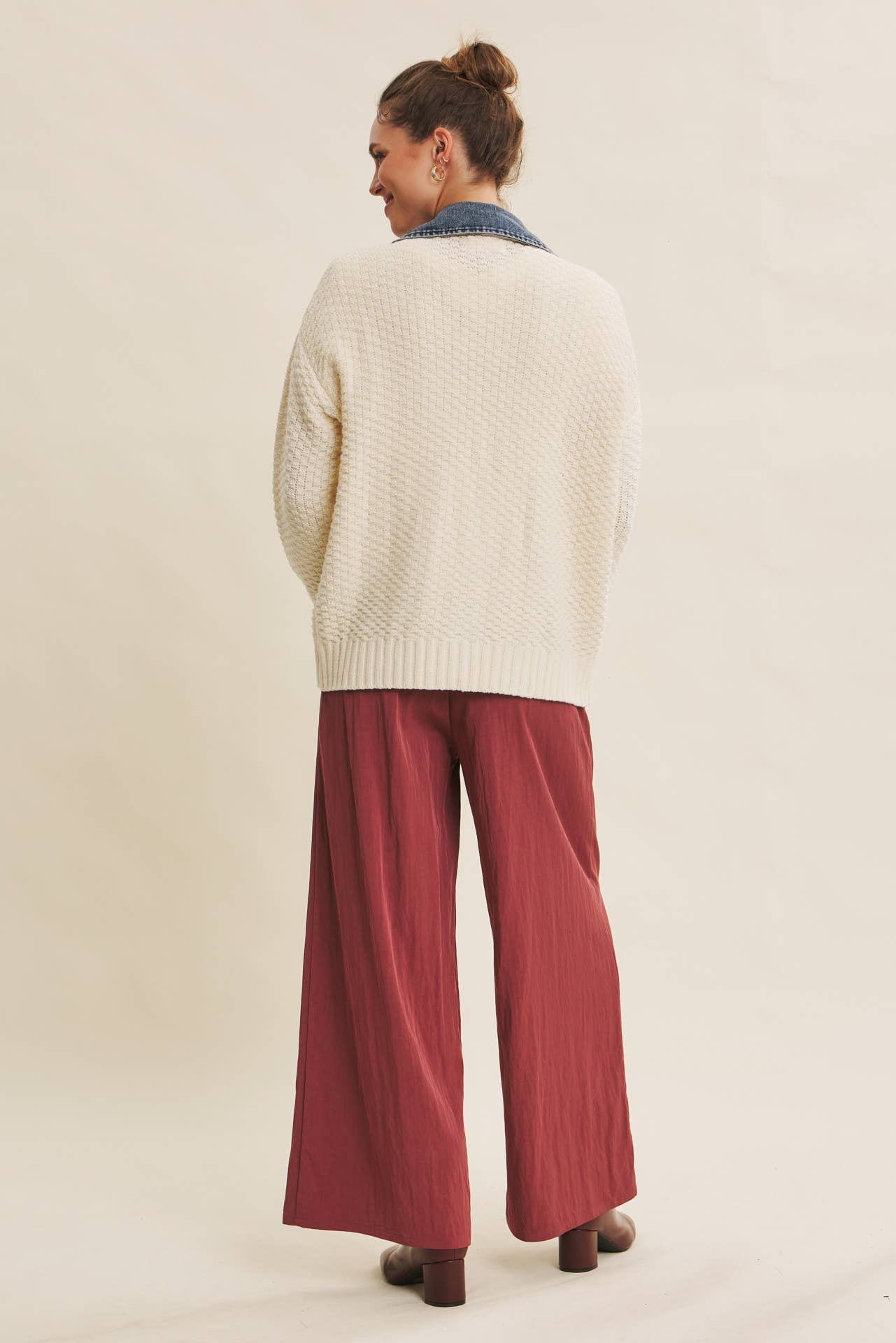 in february - Wholesale Cardigan - Women's - WASHED DENIM AND SWEATER MIXED OVERSIZED CARDIGAN26