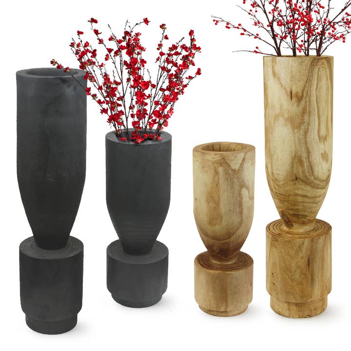 Sculptural Wood Vase for wholesale by Galore Home