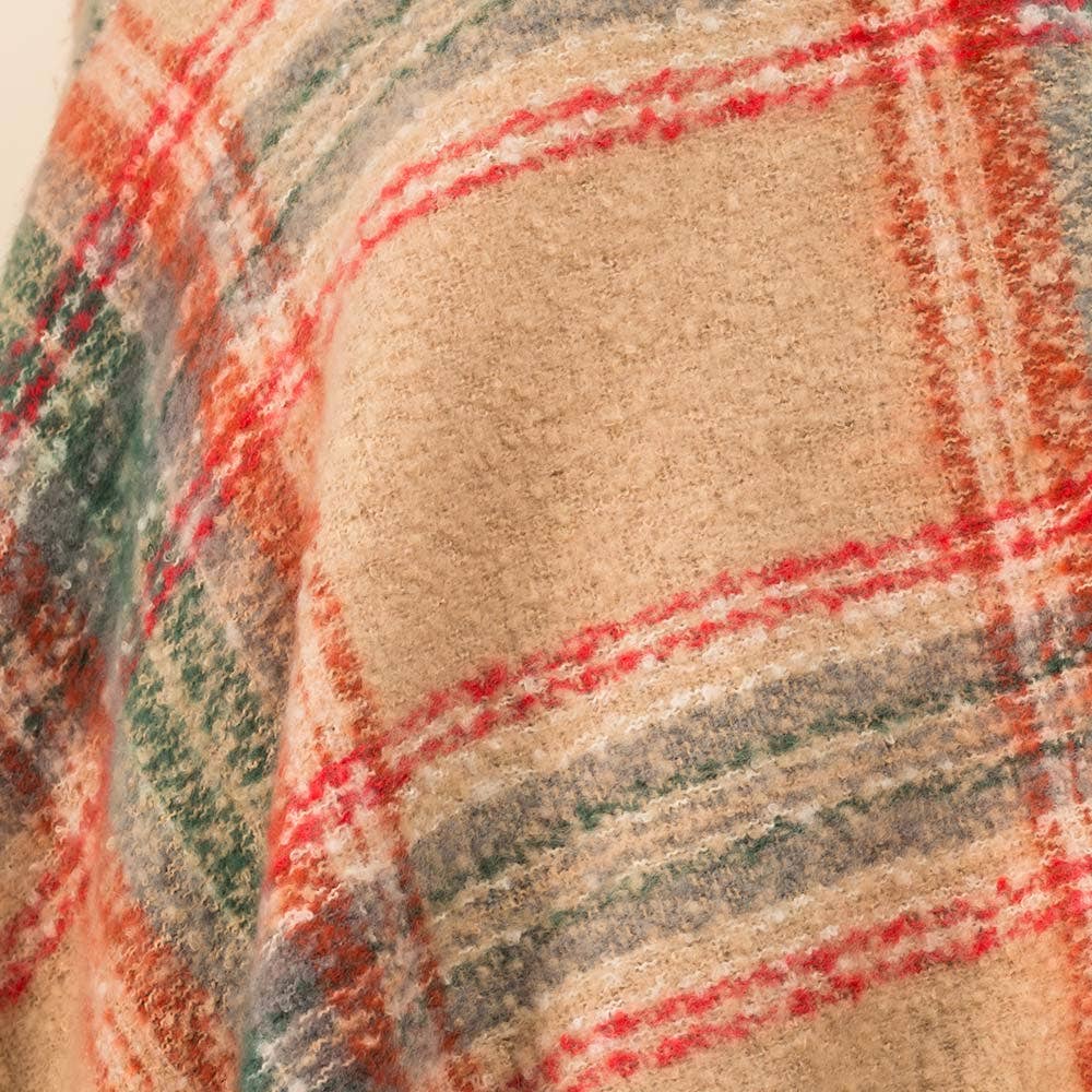 Sensibling Corp. - Wholesale Poncho - Dames - Poncho met Geruite Franjerand5