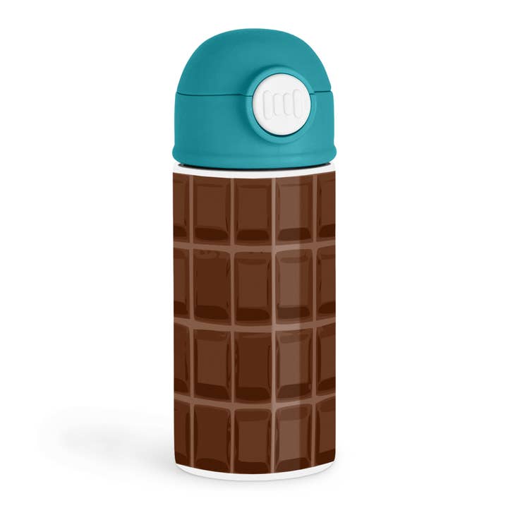 3dRose - Wholesale Water Bottle - 3dRose, Funny Dark Chocolate Bar Squares Design for chocoholics sweet tooths and chocolate lovers, Kids Water Bottle