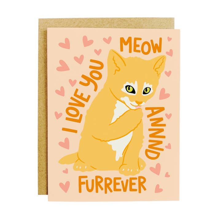 Meow and Furrever Greeting Card - Love Card for Cat Lovers A2 Size for wholesale by KANDS.CO
