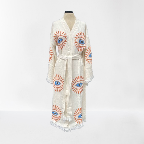 Mila∞Miro by Emelie - Wholesale Robe - Women's - Muslin Robe Awake Evil Eye | Turkish Kimono Awake Evil Eye2