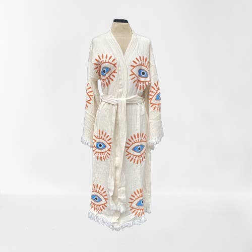 Mila∞Miro by Emelie - Wholesale Robe - Women's - Muslin Robe Awake Evil Eye | Turkish Kimono Awake Evil Eye2