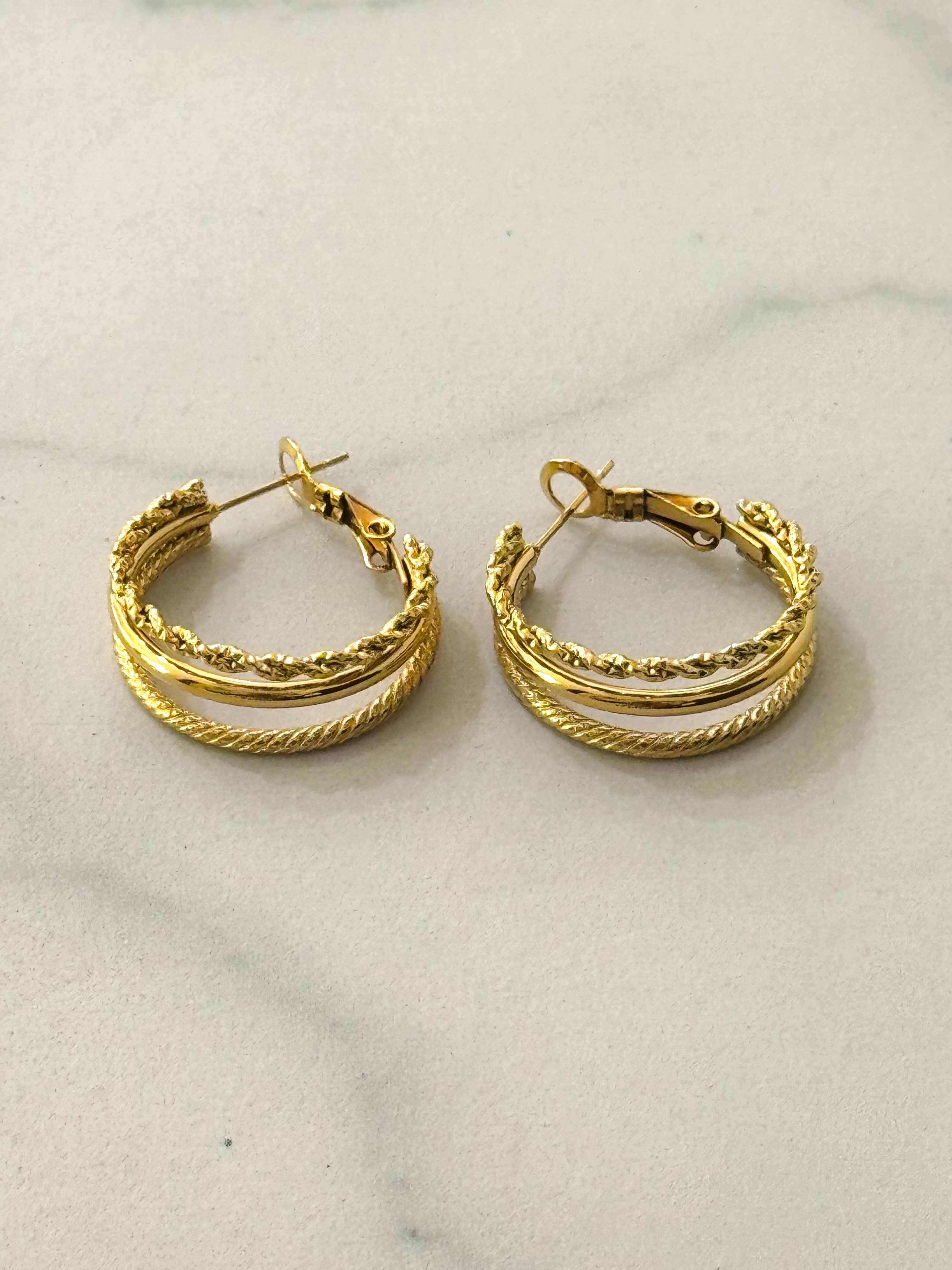 Cassette Barcelona - Wholesale Hoop Earrings - Triple Line Hoop Earrings 1