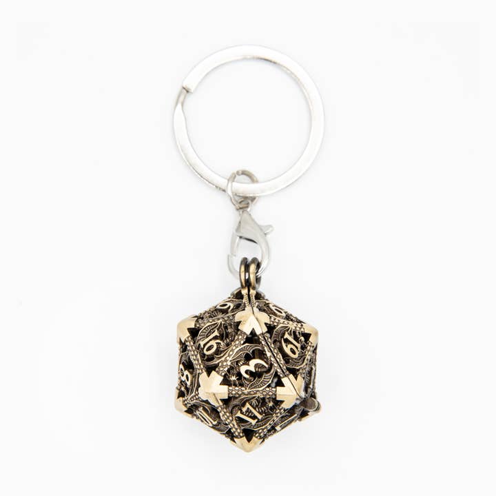 Tabletop Dominion Limited - Wholesale Keychain - Unisex - Wyvern's Vault | D20 Keyring w/Mini Dice | Bronze0