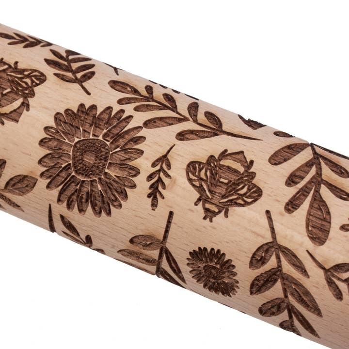 Primitives by Kathy - Wholesale Kitchen Tool/Gadget - Floral Embossed Rolling Pin