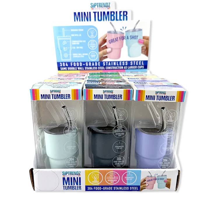 Mini Shot 2oz Stainless Steel Tumblers Boxed - 12/Display for wholesale by Novelty Brands