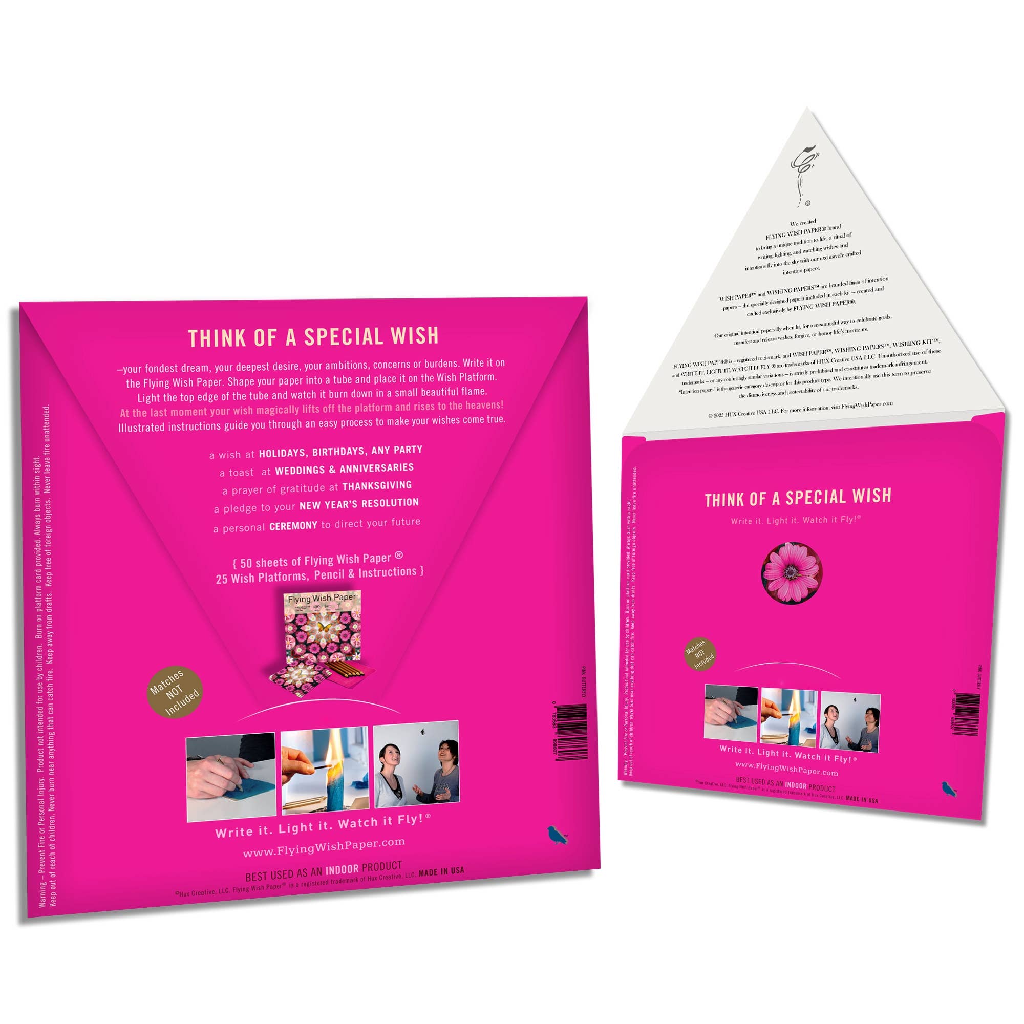FLYING WISH PAPER ® - Wholesale DIY Craft Kit - PINK BUTTERFLY – 50 WISH PAPER™ Holiday Gift Wish-Making Kit2