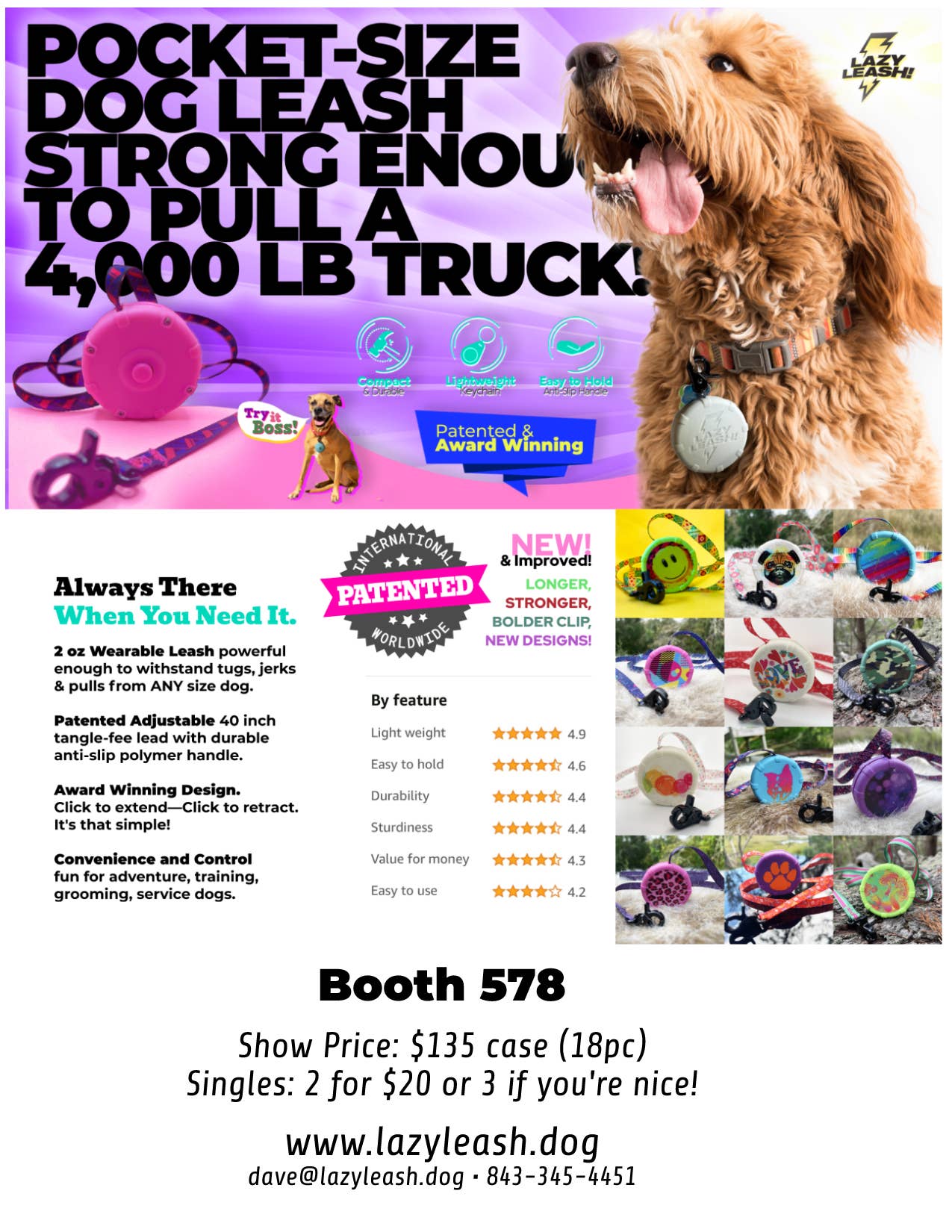 Lazy Leash! – wholesale Hundkoppel - Hund – Lat koppel! 19st Mini Power Koppel 10 Lådor + 9 Märkt Mix11