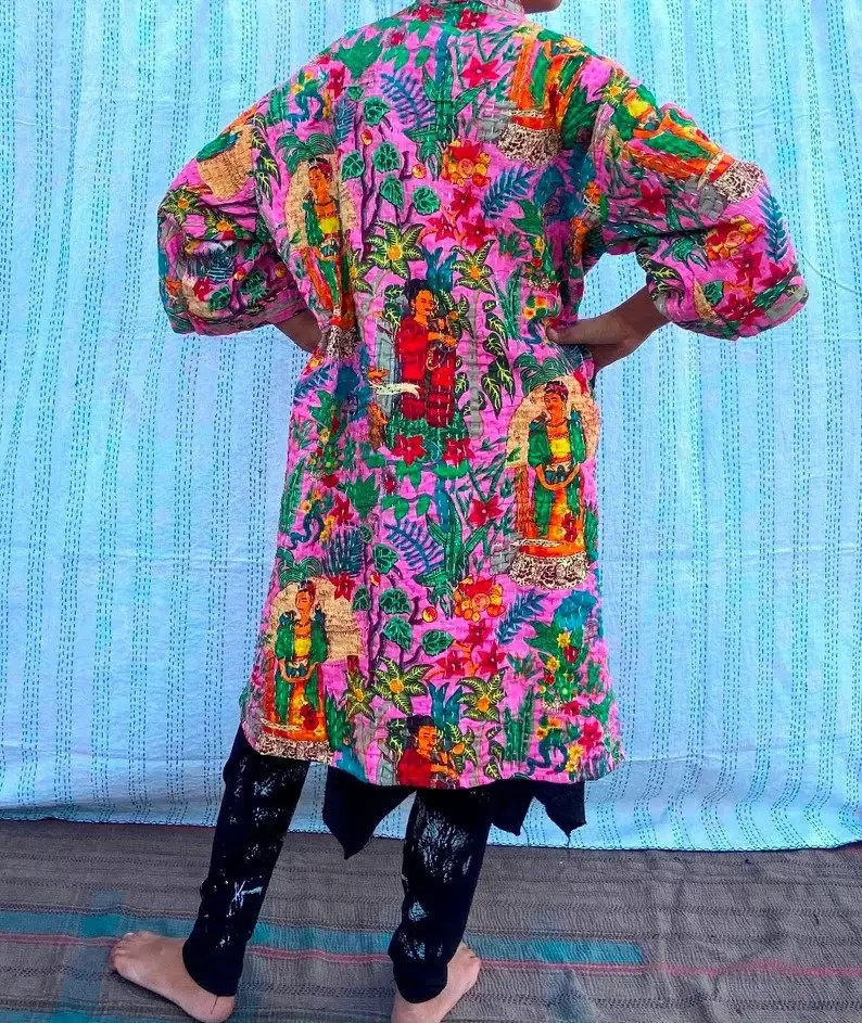 GYPSY STUDIO - Wholesale Kimono - Women's - Frida Kahlo Kantha Jacket Indian Handmade Japanese Kimono 3