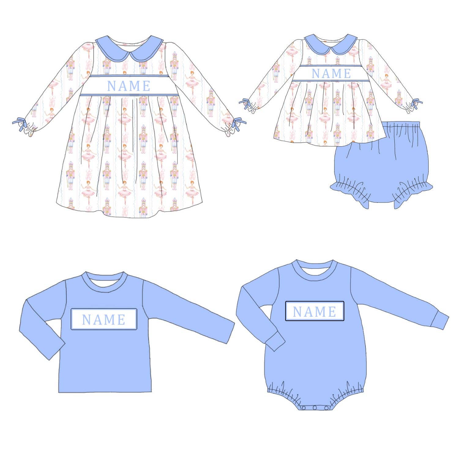 Auraquise - Wholesale Clothing Set - Baby - Nutcracker Christmas Smocked Collection Custom Name Clothes4