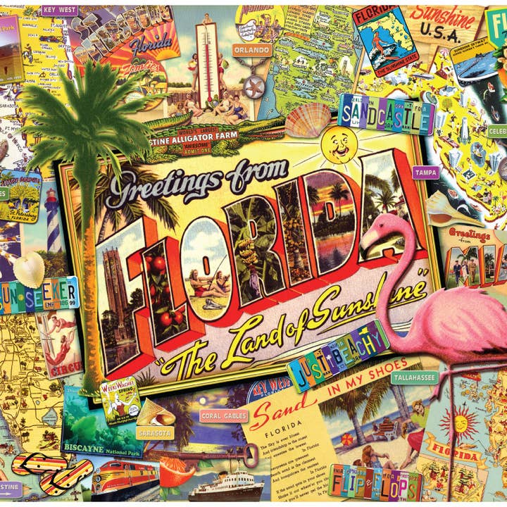 American Products Group, Inc - Wholesale Magnet - 12" x 15" Greetings from Florida Magic Slice Gourmet Size