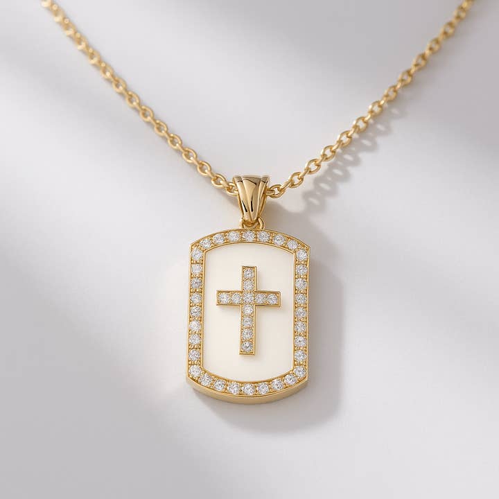 Collier Pendentif Croix en Diamant Or pour la vente par Evara Jewelry