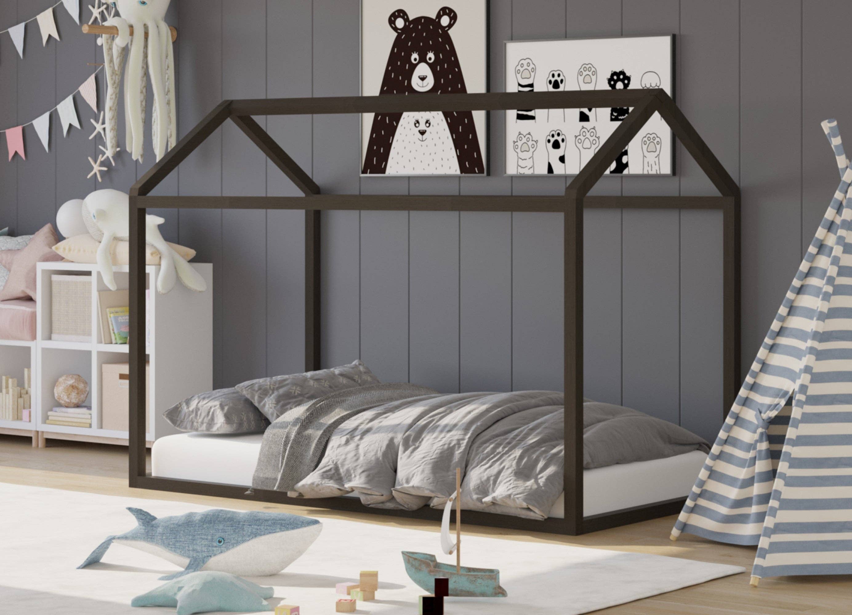 Home Design - Wholesale Bed - Kids & Baby - Home Design Perry Twin Solid Wood Canopy Bed Frame0