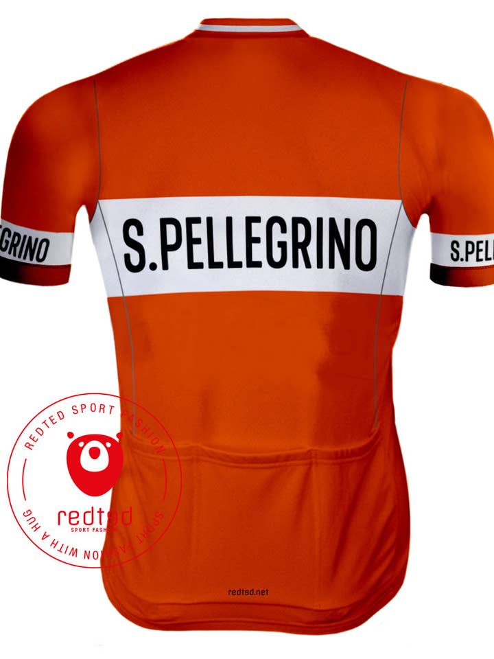 REDTED - Wholesale Athletic Top - Men's - Retro Cycling Shirt San Pellegrino Orange - REDTED