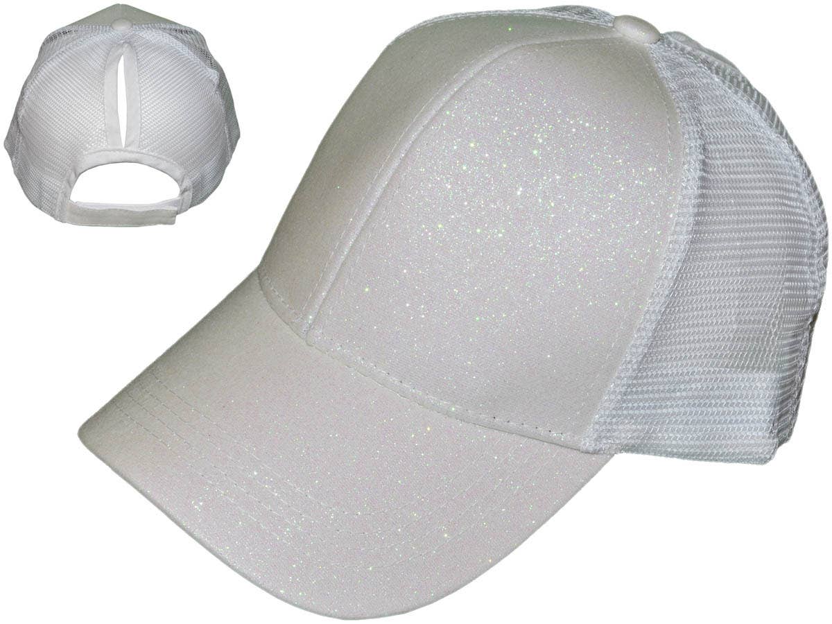 Buck Wholesale – wholesale Trucker hat – Women’s – Glitter Ponytail Trucker Hats - Low Profile Structured Mesh12