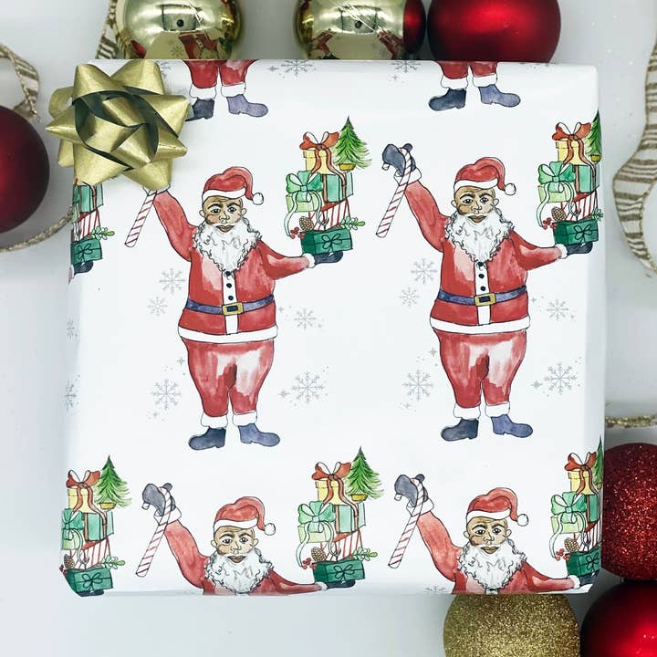 Jolly Saint Nick Wrapping Paper for wholesale by Curly Contessa