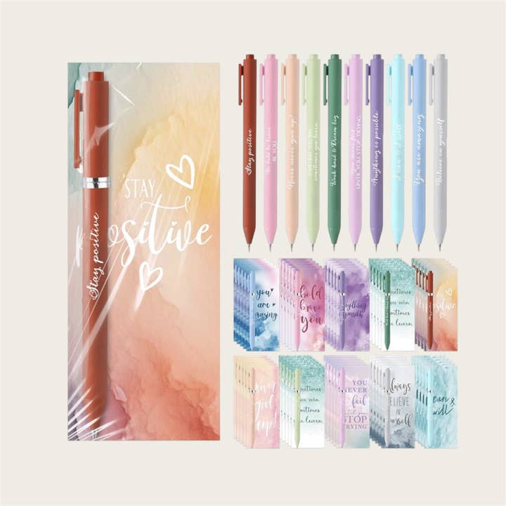 Ensemble de signet et stylo à thème motivationnel pour la vente par Ella Blue