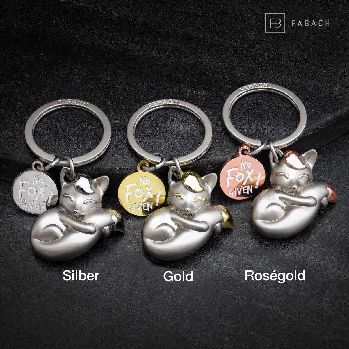 FABACH – Die Schlüsselanhänger-Schmiede - Wholesale Keychain - Women's - “No fox given” fox keychain “Foxy” with engraving - sweet fox lucky charm6