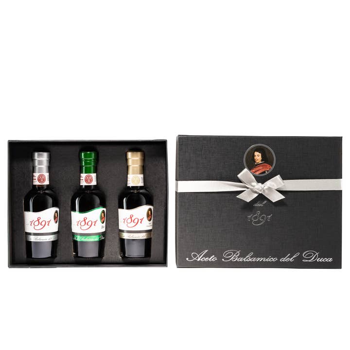 Cofanetto Trio Degustazione "dal 1891" per la vendita all'ingrosso da parte di Aceto Balsamico Del Duca