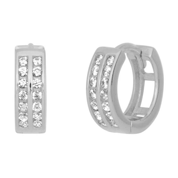HEATHER CZ HUGGIES SILVER pour la vente par fyb jewelry