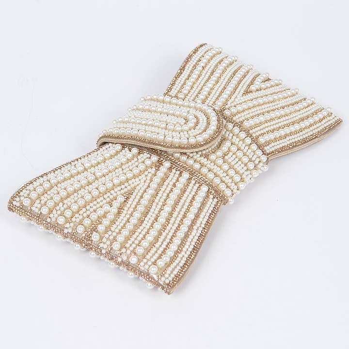 3AM BY H&D ACCESSORIES - Wholesale Clutch Bag - Women's - Rhinestone and Pearl Party Clutch